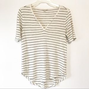 Madewell Long Vneck Striped Shirt